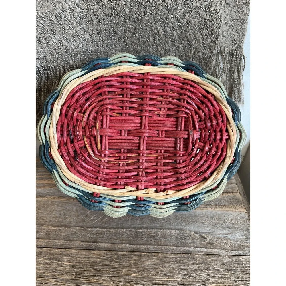 Handwoven Wicker Watermelon Fruit Basket Bowl Oval Country‎ Farmhouse Decor